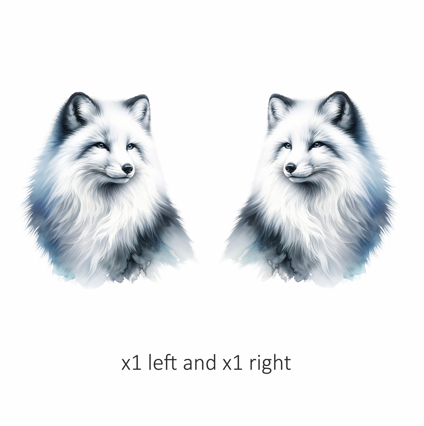 White Fox Sitting Fluffy Winter Fur Vinyl Sticker Decal