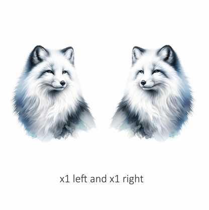 White Fox Sitting Fluffy Winter Fur Vinyl Sticker Decal