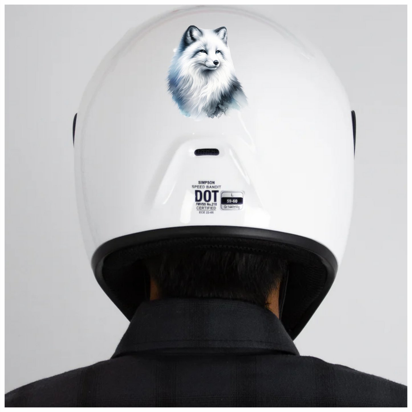 White Fox Sitting Fluffy Winter Fur Vinyl Sticker Decal