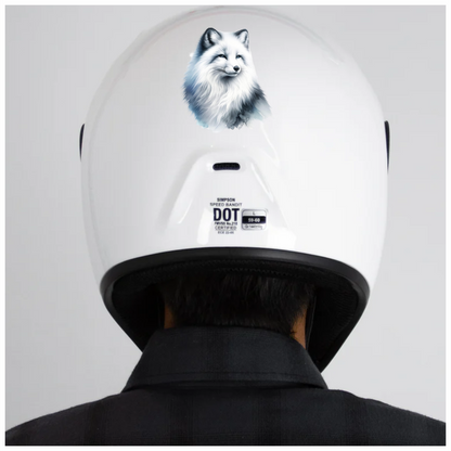 White Fox Sitting Fluffy Winter Fur Vinyl Sticker Decal