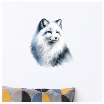 White Fox Sitting Fluffy Winter Fur Vinyl Sticker Decal