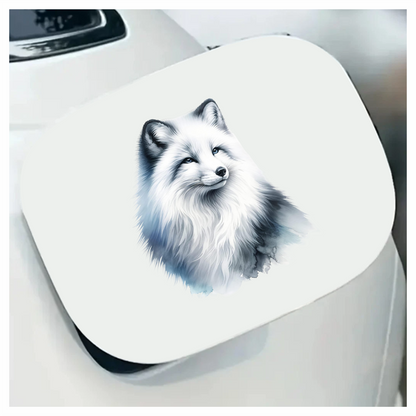 White Fox Sitting Fluffy Winter Fur Vinyl Sticker Decal
