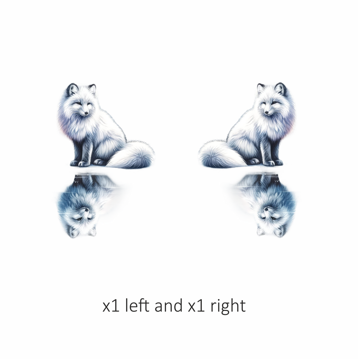White Fox Sitting With Water Reflection Vinyl Sticker Decal