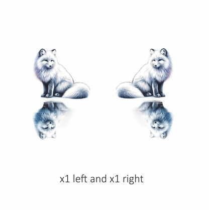 White Fox Sitting With Water Reflection Vinyl Sticker Decal