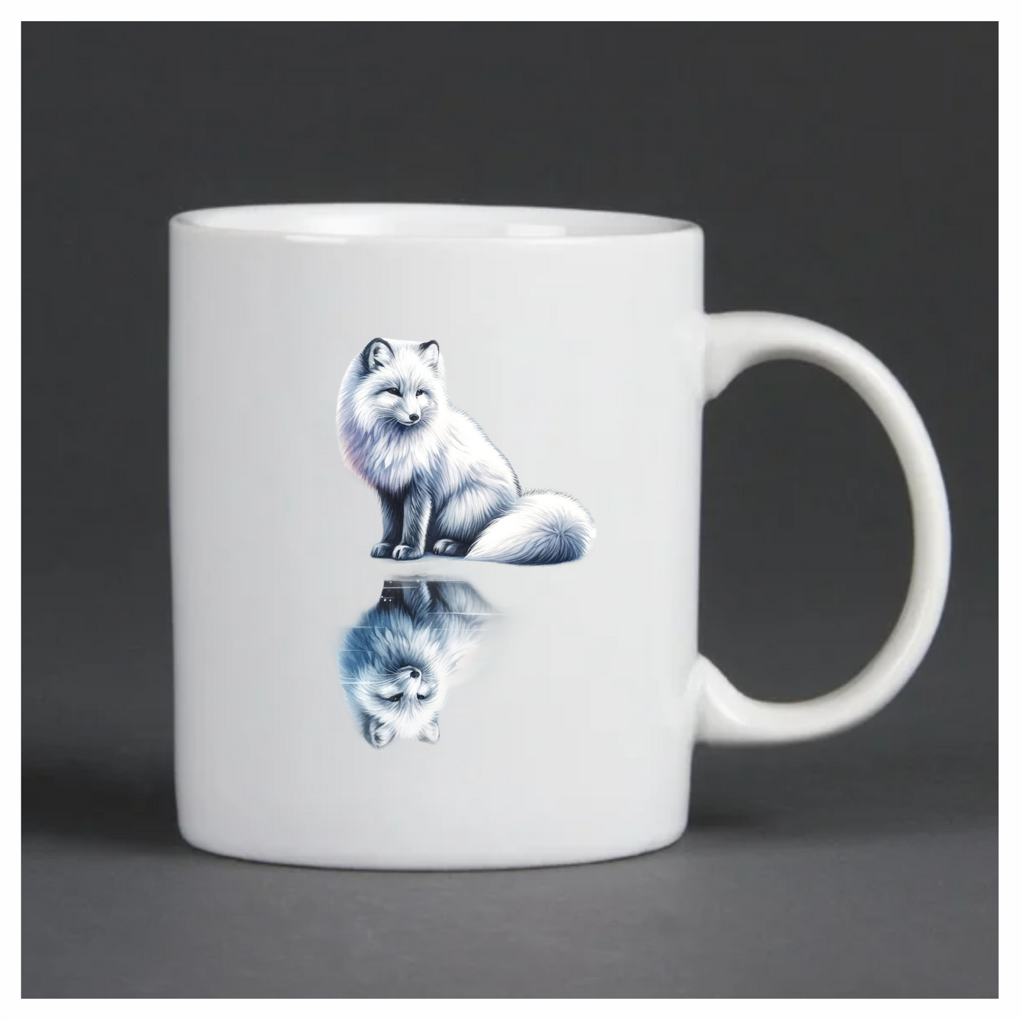 White Fox Sitting With Water Reflection Vinyl Sticker Decal