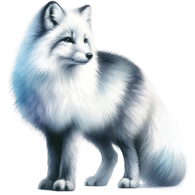 White Fox Standing Fluffy Winter Fur Vinyl Sticker Decal