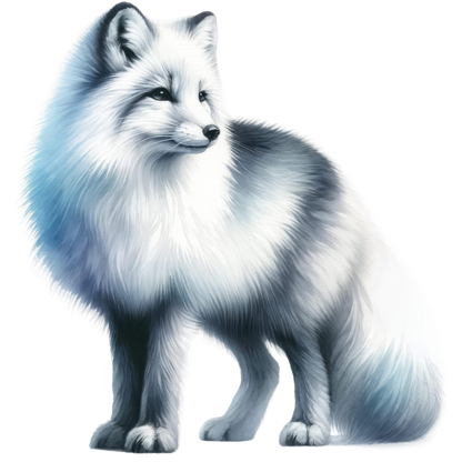 White Fox Standing Fluffy Winter Fur Vinyl Sticker Decal