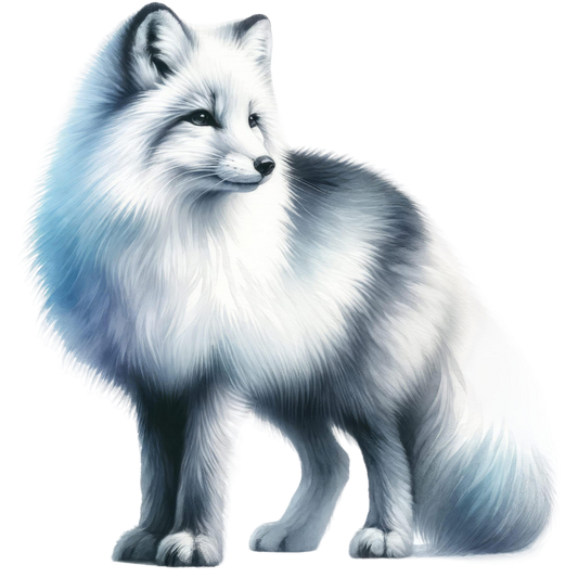 White Fox Standing Fluffy Winter Fur Vinyl Sticker Decal