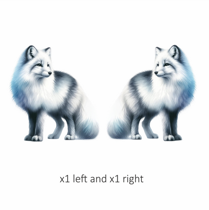 White Fox Standing Fluffy Winter Fur Vinyl Sticker Decal