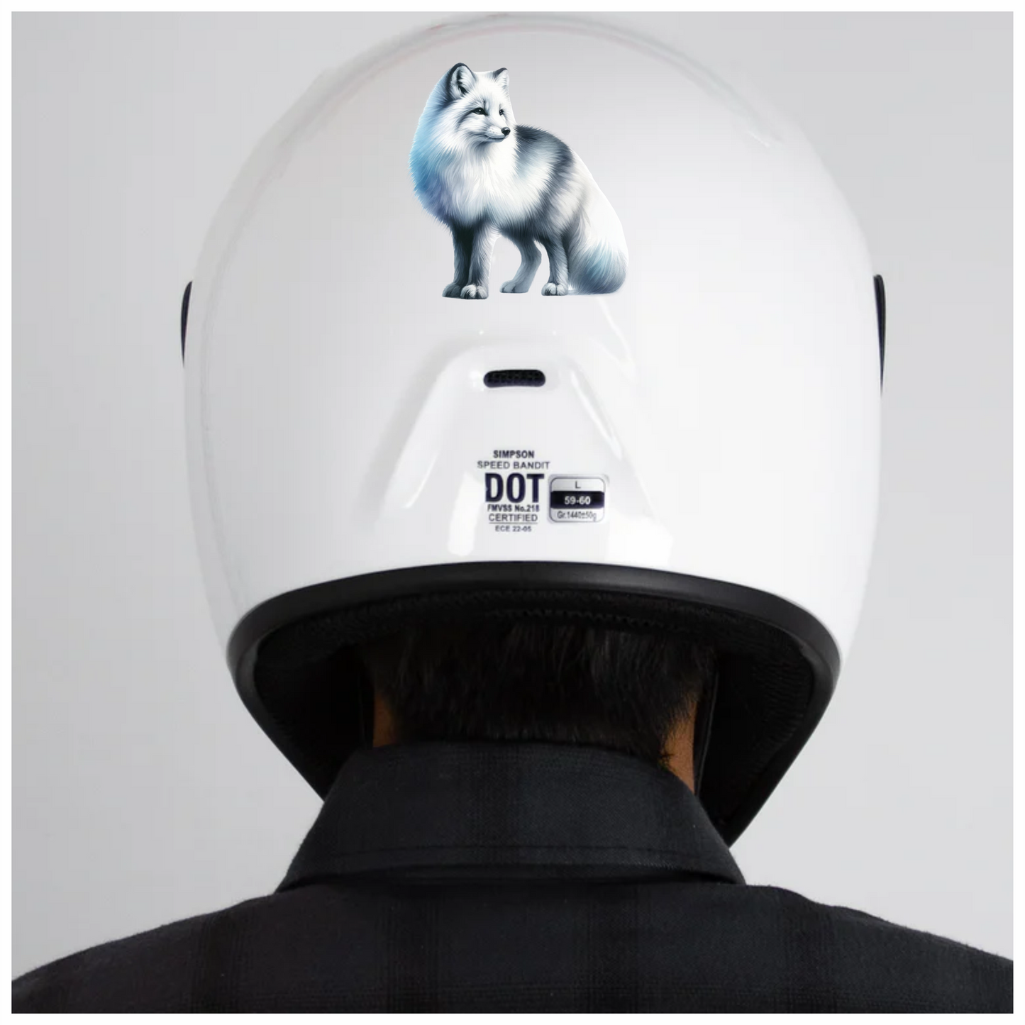 White Fox Standing Fluffy Winter Fur Vinyl Sticker Decal
