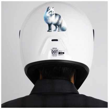White Fox Standing Fluffy Winter Fur Vinyl Sticker Decal
