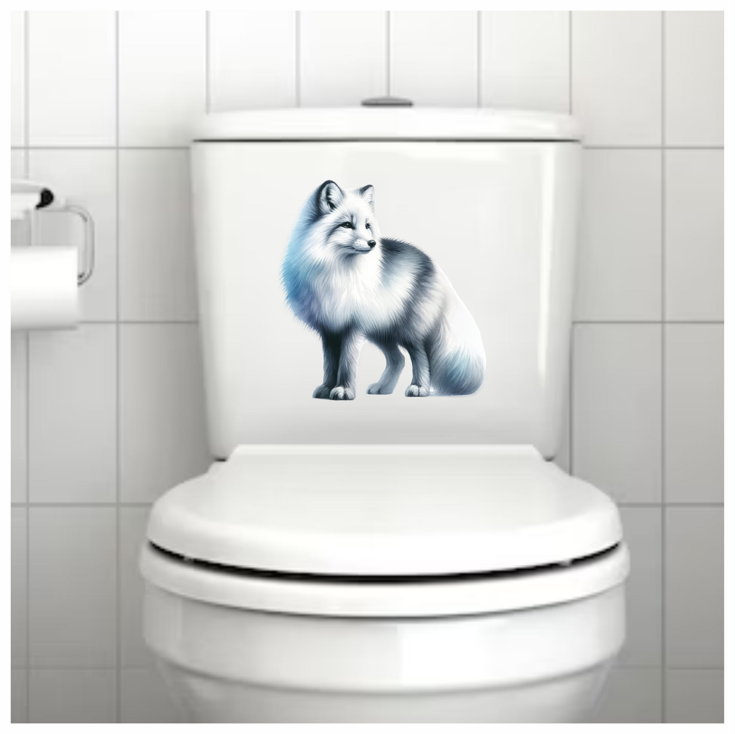 White Fox Standing Fluffy Winter Fur Vinyl Sticker Decal