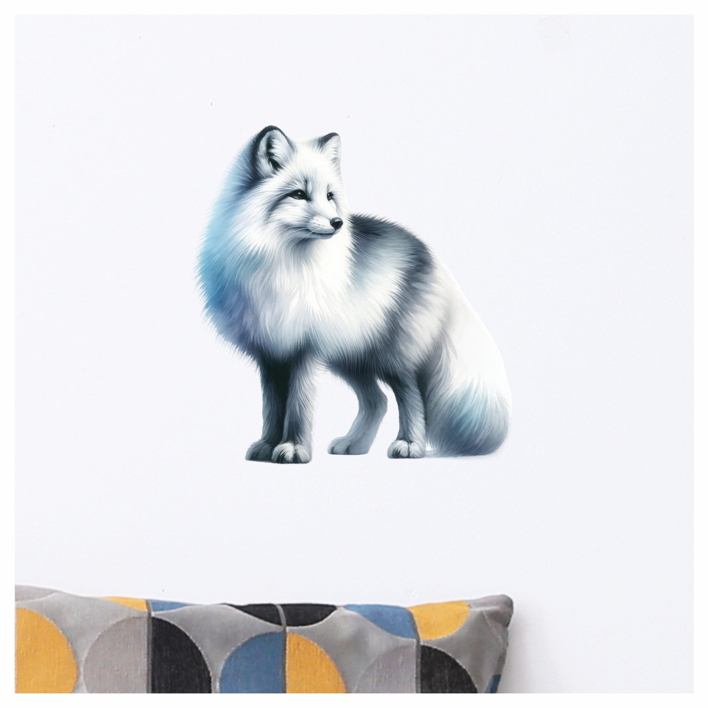 White Fox Standing Fluffy Winter Fur Vinyl Sticker Decal