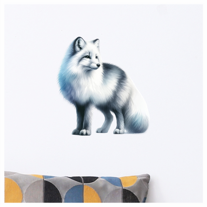 White Fox Standing Fluffy Winter Fur Vinyl Sticker Decal