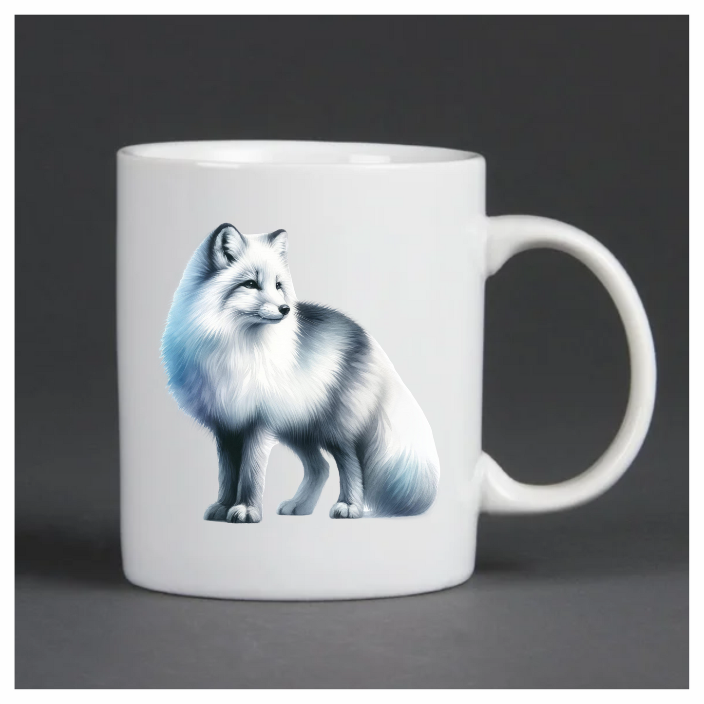 White Fox Standing Fluffy Winter Fur Vinyl Sticker Decal