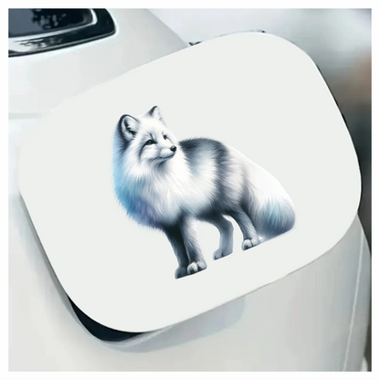 White Fox Standing Fluffy Winter Fur Vinyl Sticker Decal