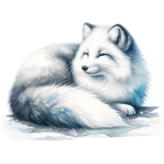 White Fox Sleeping On Snow Ground Vinyl Sticker Decal