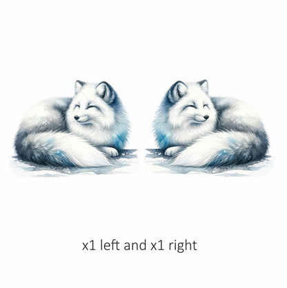 White Fox Sleeping On Snow Ground Vinyl Sticker Decal