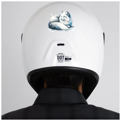 White Fox Sleeping On Snow Ground Vinyl Sticker Decal
