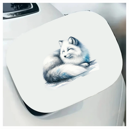 White Fox Sleeping On Snow Ground Vinyl Sticker Decal