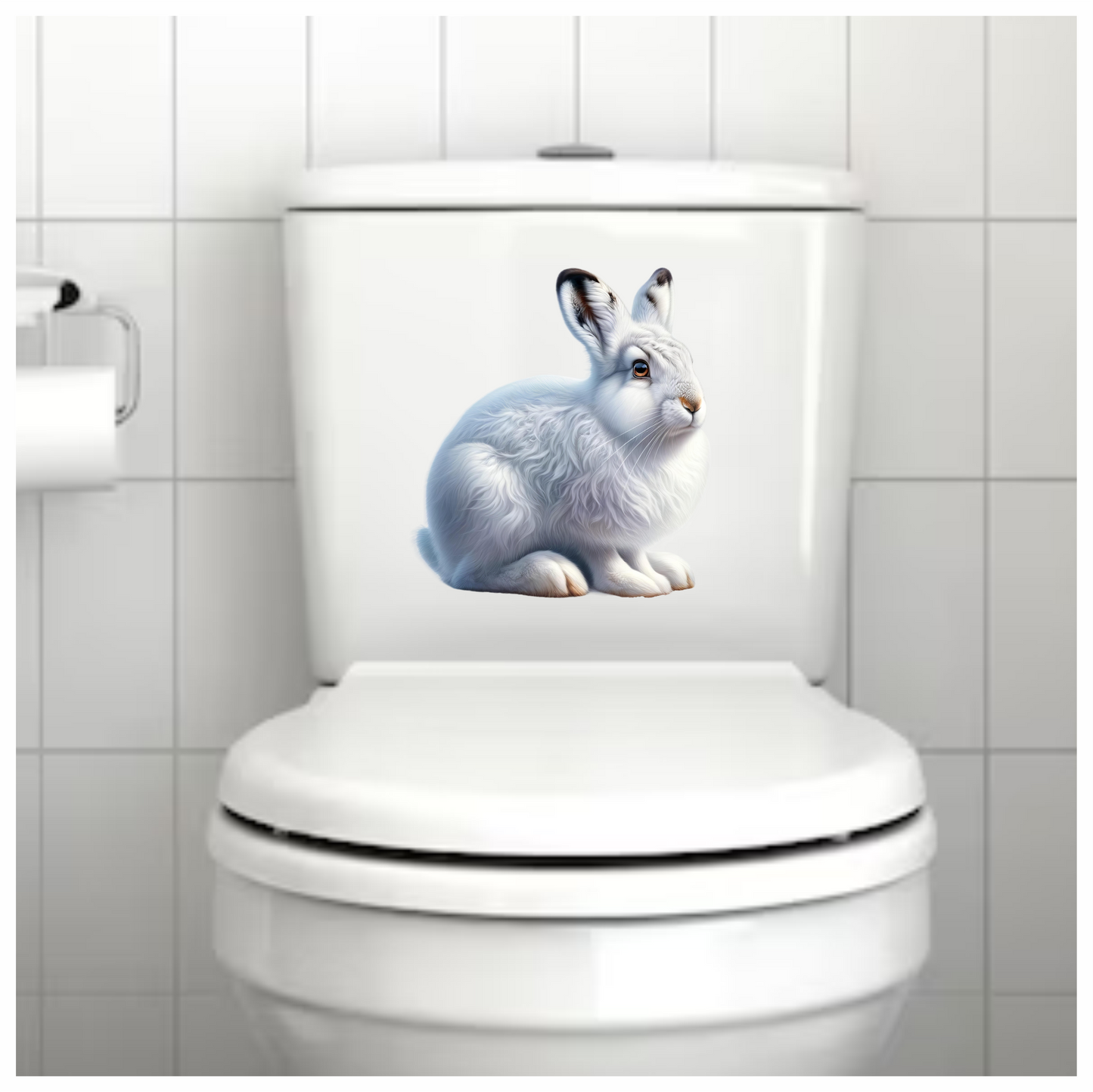 White Rabbit Sitting With Brown Eyes Vinyl Sticker Decal