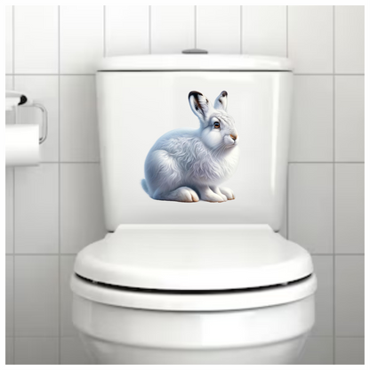 White Rabbit Sitting With Brown Eyes Vinyl Sticker Decal