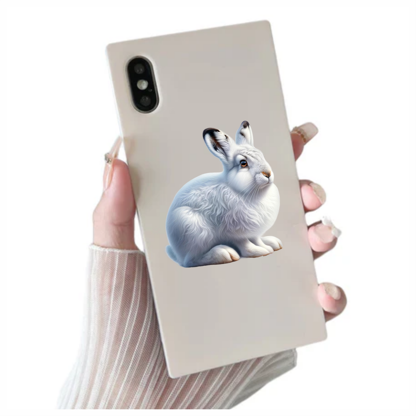 White Rabbit Sitting With Brown Eyes Vinyl Sticker Decal