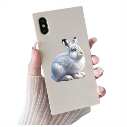 White Rabbit Sitting With Brown Eyes Vinyl Sticker Decal
