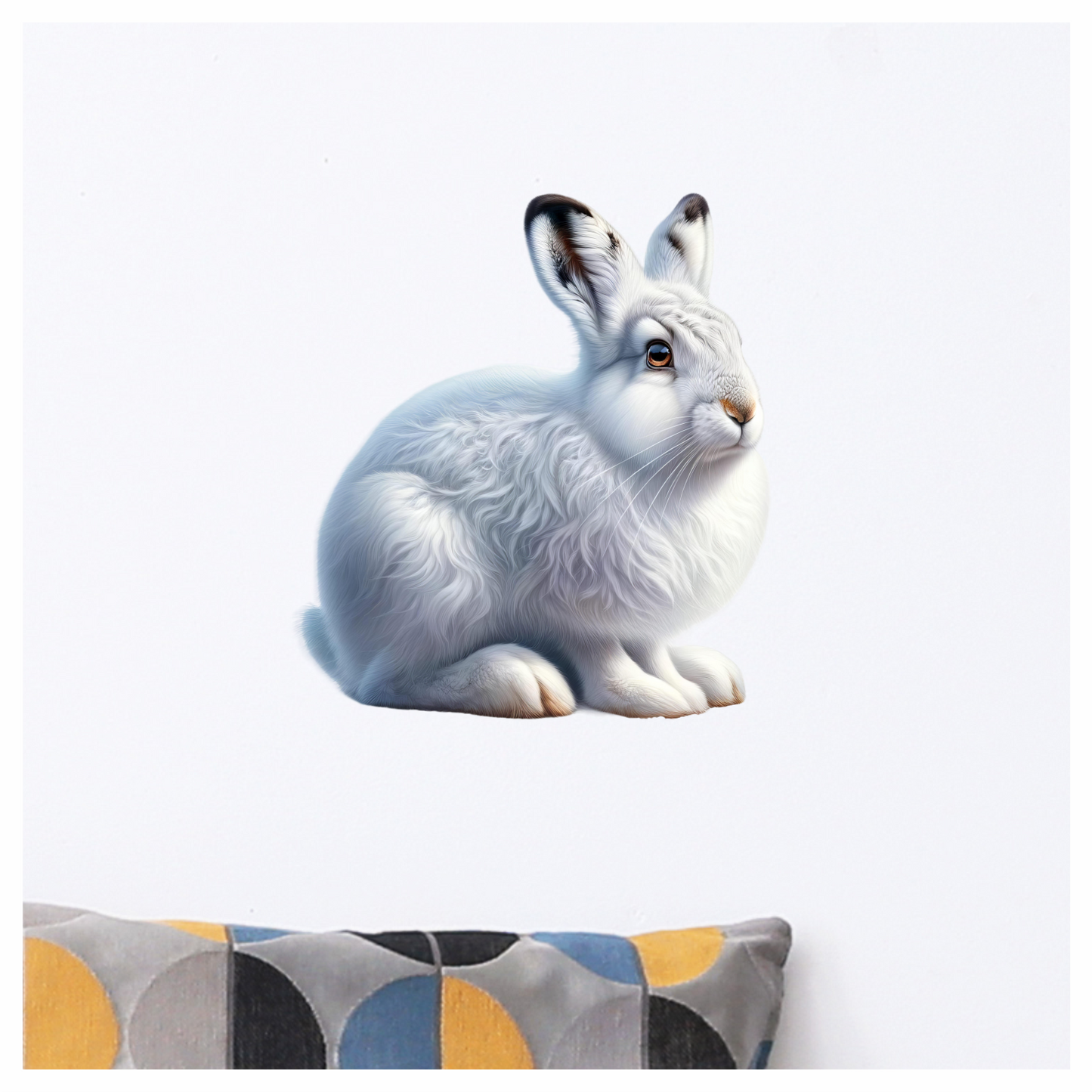White Rabbit Sitting With Brown Eyes Vinyl Sticker Decal