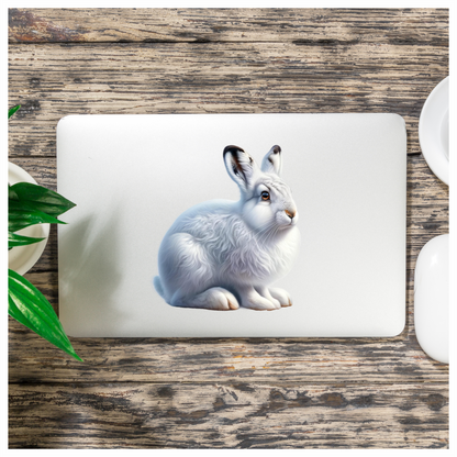 White Rabbit Sitting With Brown Eyes Vinyl Sticker Decal