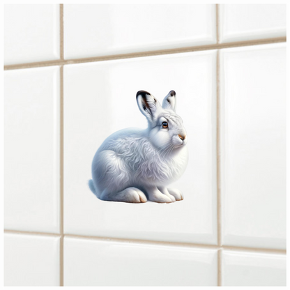 White Rabbit Sitting With Brown Eyes Vinyl Sticker Decal
