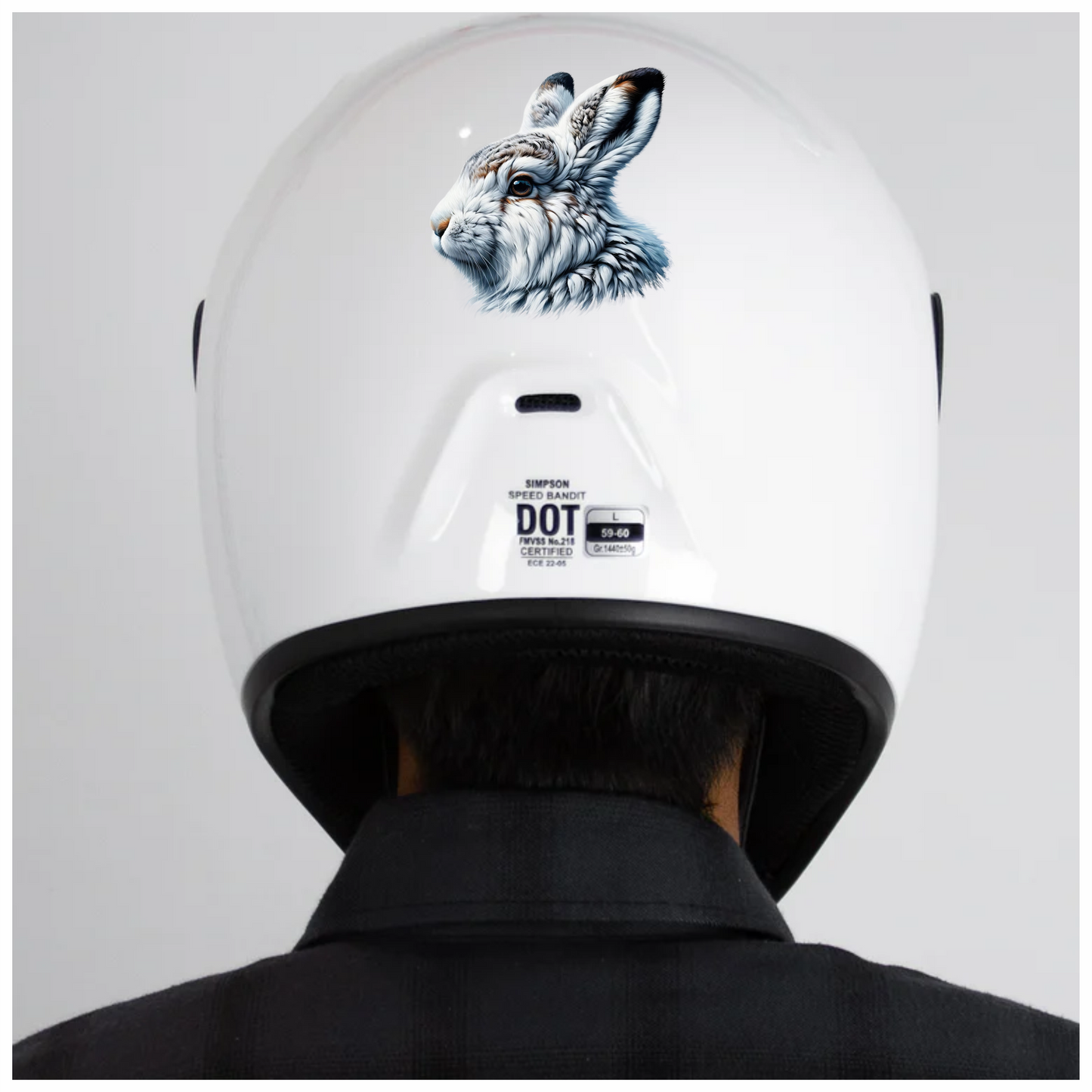 White Rabbit Face With Brown Markings Vinyl Sticker Decal