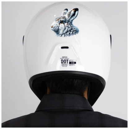 White Rabbit Face With Brown Markings Vinyl Sticker Decal