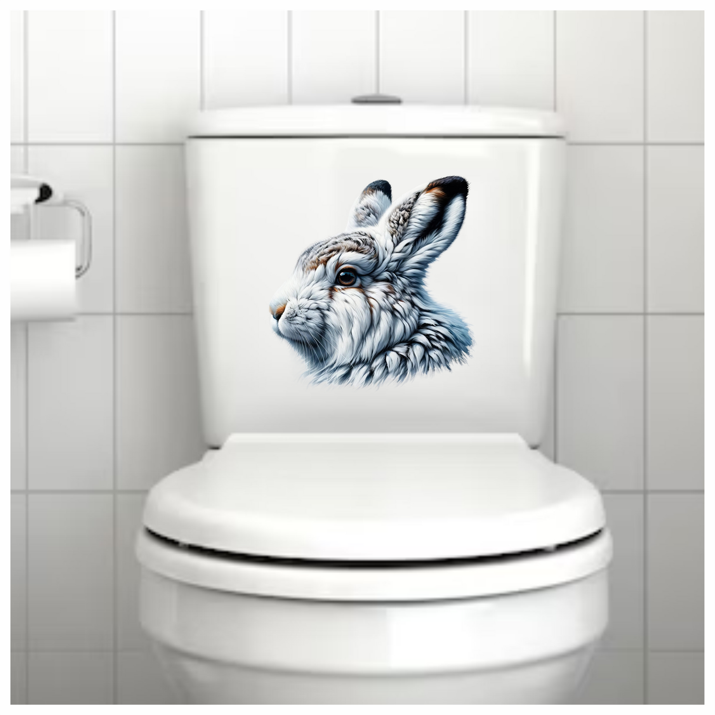 White Rabbit Face With Brown Markings Vinyl Sticker Decal