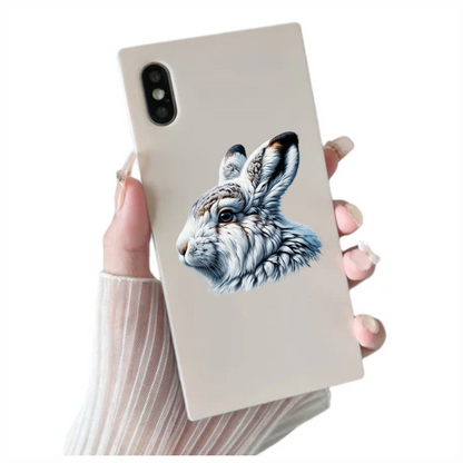 White Rabbit Face With Brown Markings Vinyl Sticker Decal