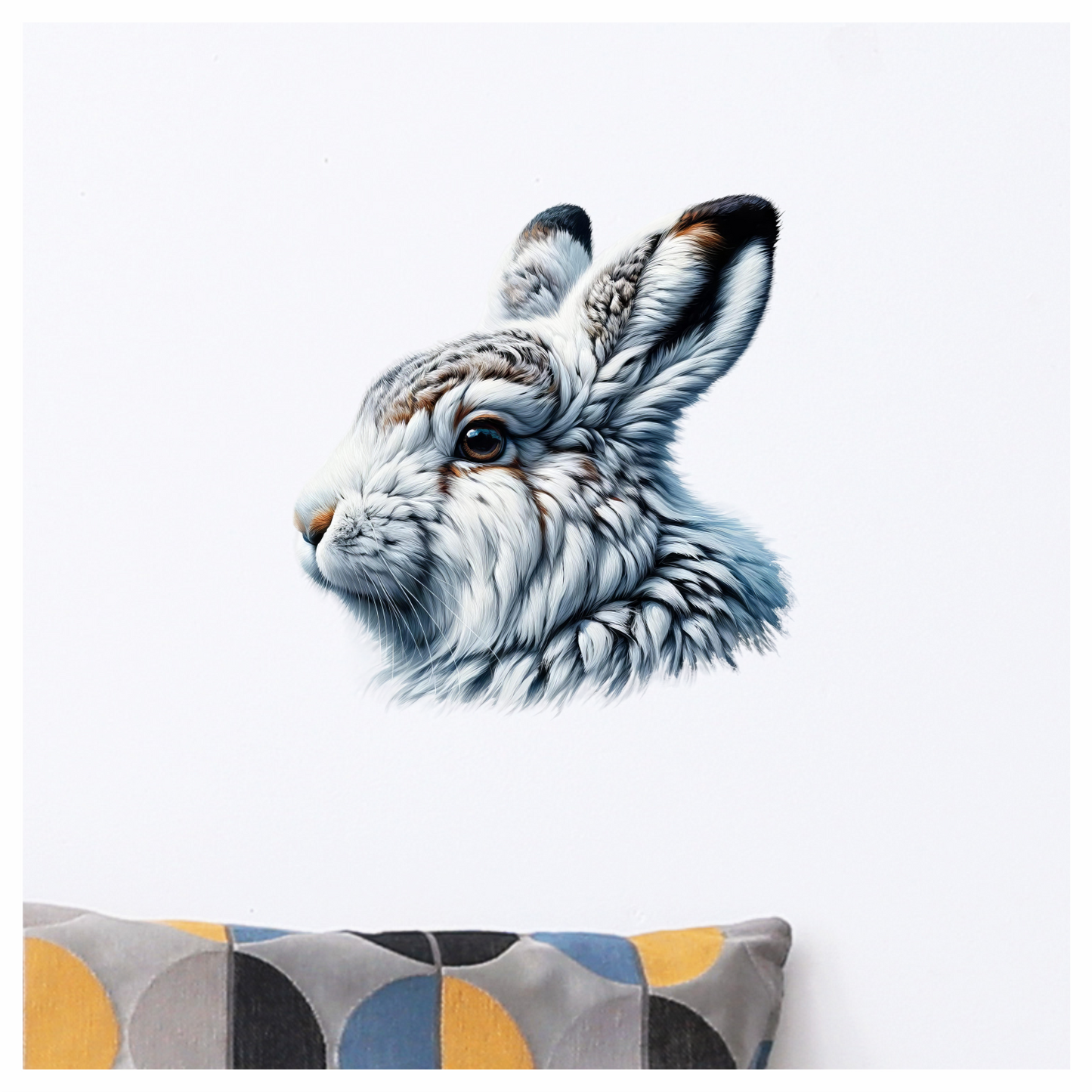 White Rabbit Face With Brown Markings Vinyl Sticker Decal