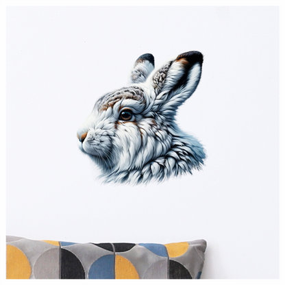 White Rabbit Face With Brown Markings Vinyl Sticker Decal