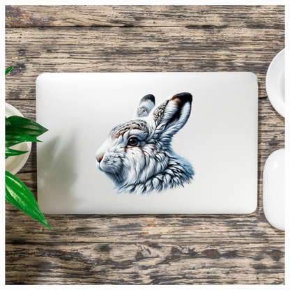 White Rabbit Face With Brown Markings Vinyl Sticker Decal