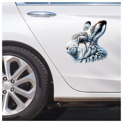 White Rabbit Face With Brown Markings Vinyl Sticker Decal