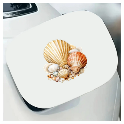 Brown Seashells With Pearls On Sand Vinyl Sticker Decal