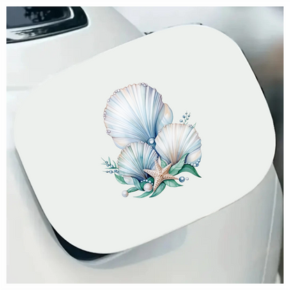 Blue Seashells With Starfish And Pearls Vinyl Sticker Decal