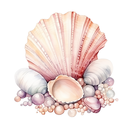 Pink Seashells With Pearls On Sand Vinyl Sticker Decal