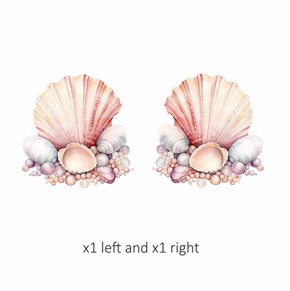 Pink Seashells With Pearls On Sand Vinyl Sticker Decal