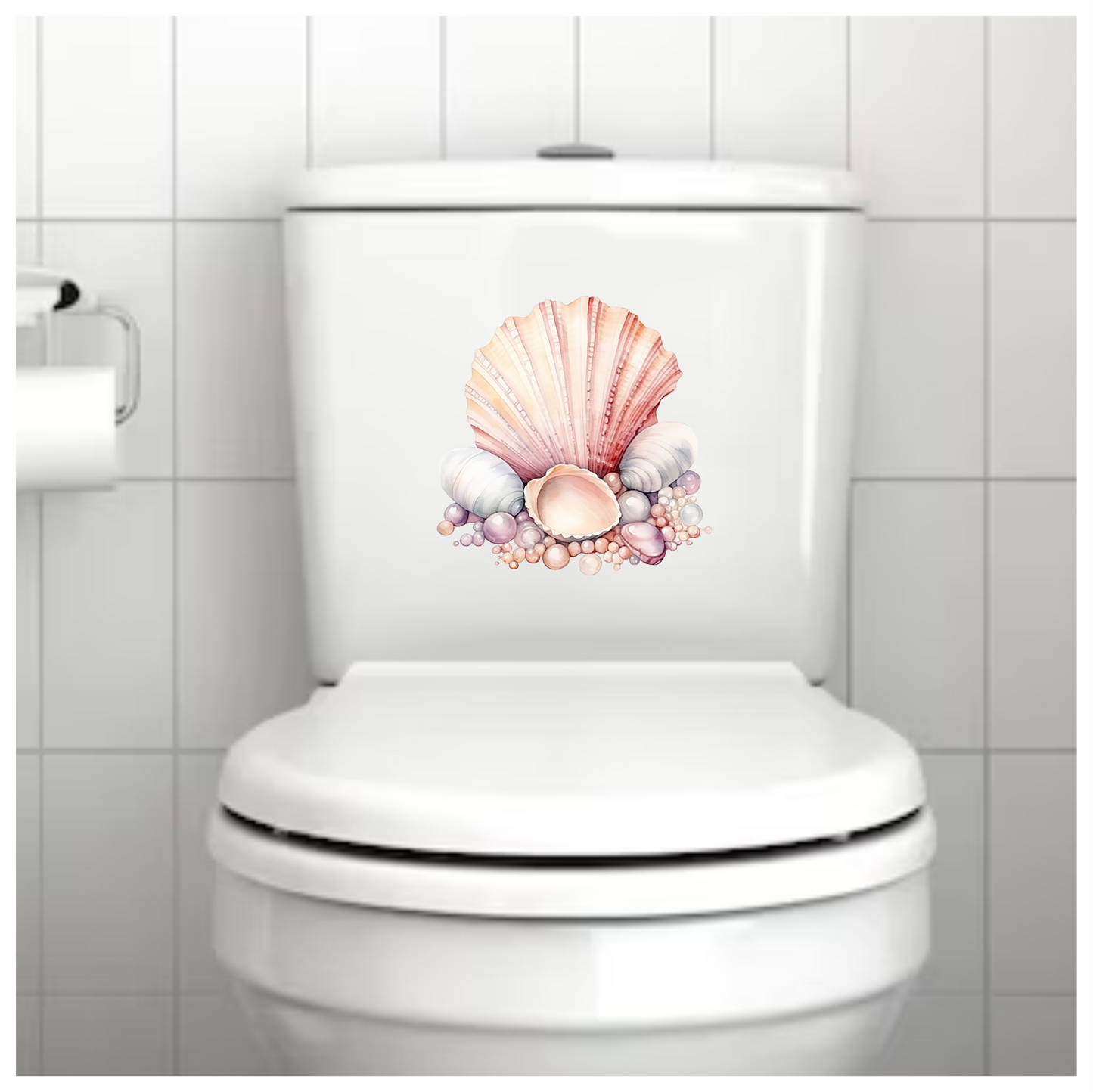 Pink Seashells With Pearls On Sand Vinyl Sticker Decal