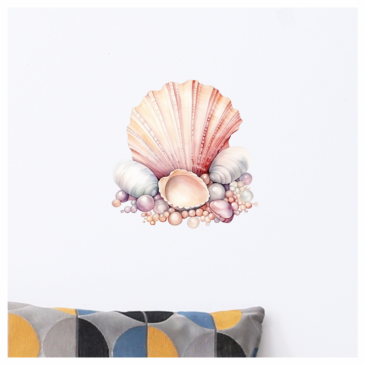Pink Seashells With Pearls On Sand Vinyl Sticker Decal