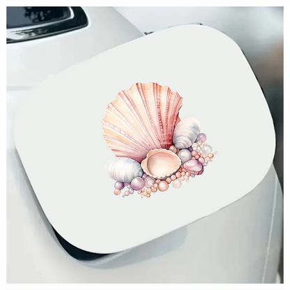 Pink Seashells With Pearls On Sand Vinyl Sticker Decal