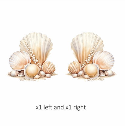 Beige Seashells With Pearls On Sand Vinyl Sticker Decal