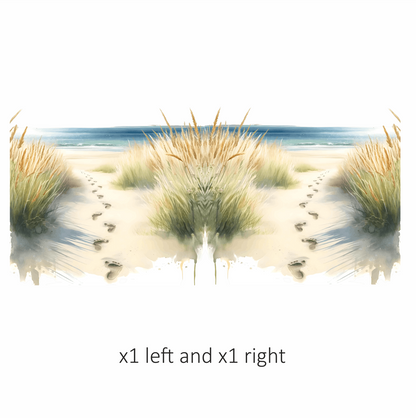 Beige Sand Footprints Leading To Ocean Vinyl Sticker Decal