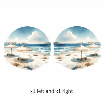 Blue Ocean Beach Umbrellas On Sand Vinyl Sticker Decal