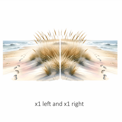 Beige Sand Footprints Along Ocean Waves Vinyl Sticker Decal